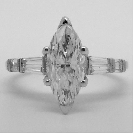 2.50 Carat Marquise-Cut Six-Prong Solitaire Diamond Engagement Ring in 14k White Gold